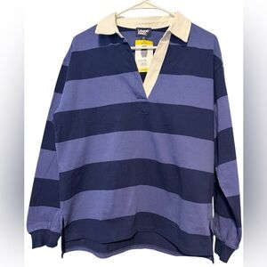 Lands' End Women’s Blue Rugby Polo Top Size Medium NWT
